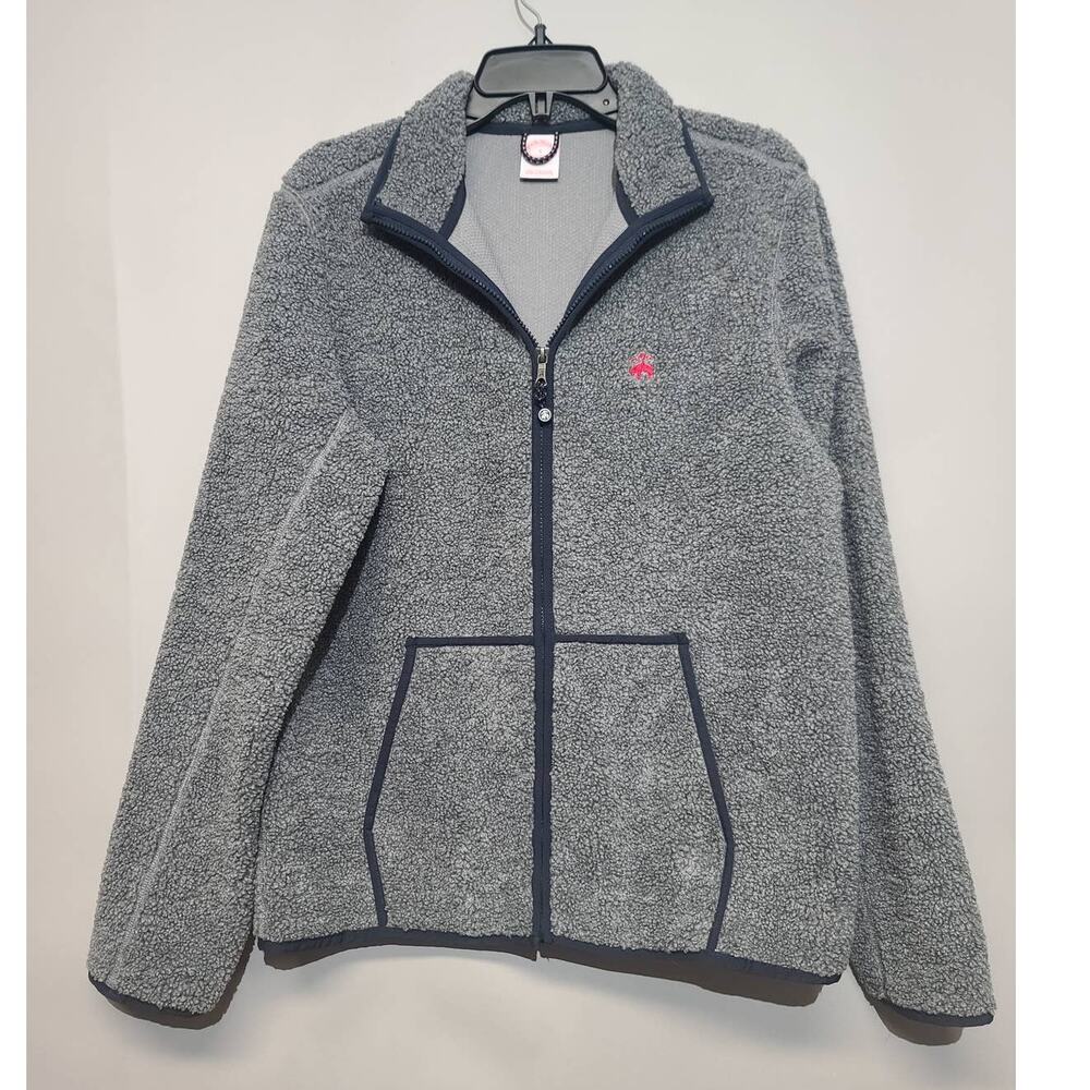 Brooks Brother Mens Gray Teddy Fleece Jacket Size Small